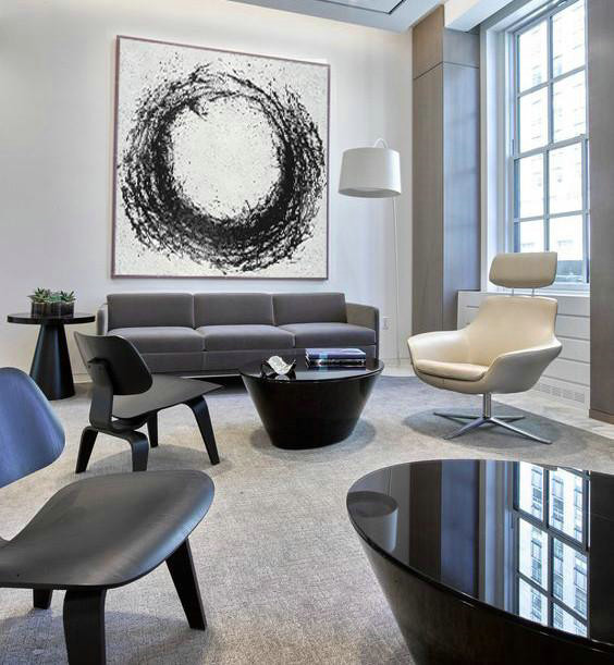 Handmade Large Contemporary Art,Oversized Minimal Black And White Painting